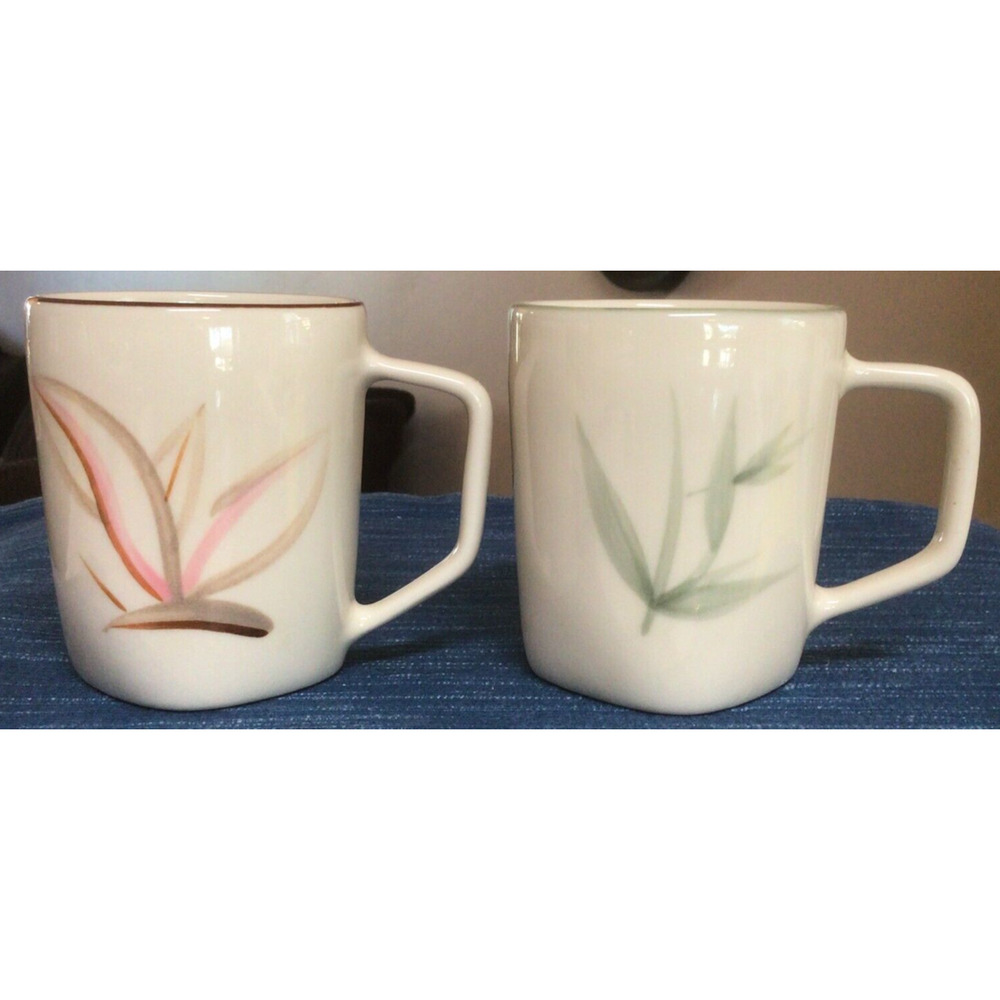 Vintage Pair Winfield Dragon Flower & Dragon Mug California 8 Oz Coffee Cup 851A